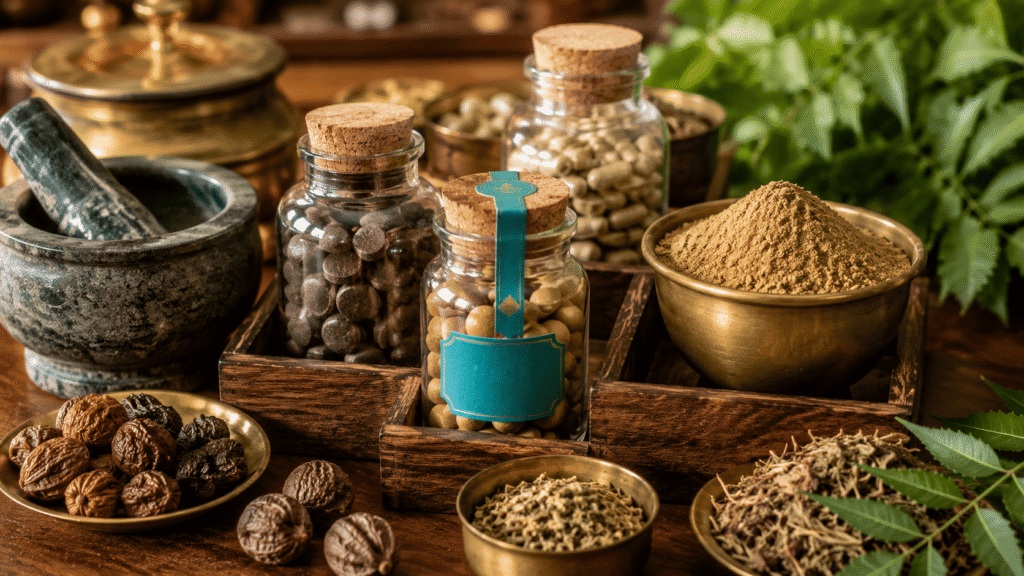 Ayurvedic herbal medicine tablets and churna powder used in individualized piles treatment
